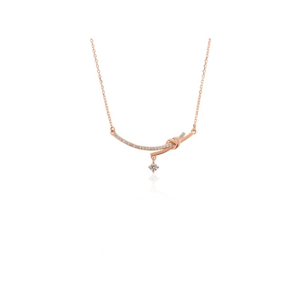 925 Silver Heart Bow Charm Necklace Symbolizing Love And Affection : MNM120