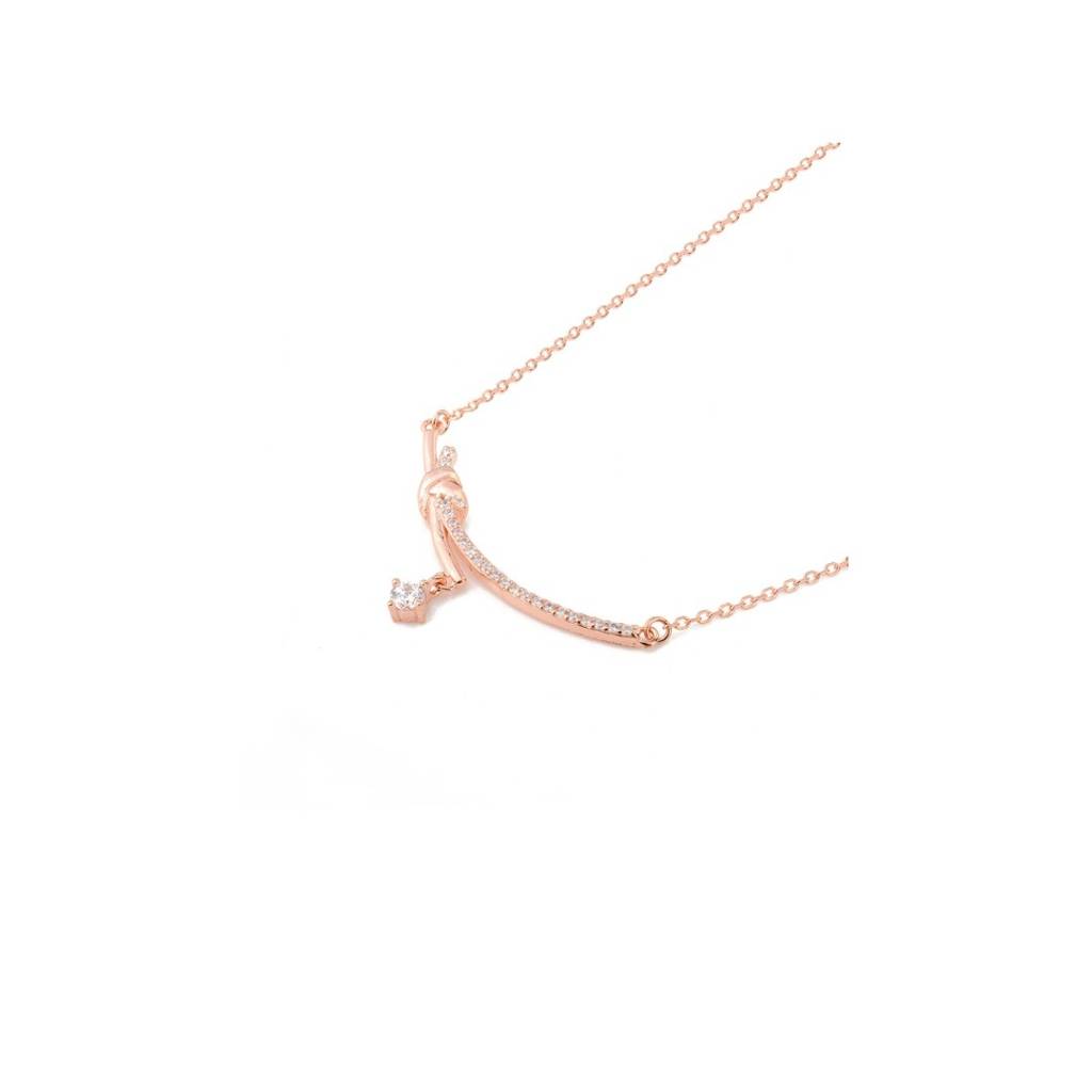 925 Silver Heart Bow Charm Necklace Symbolizing Love And Affection : MNM120
