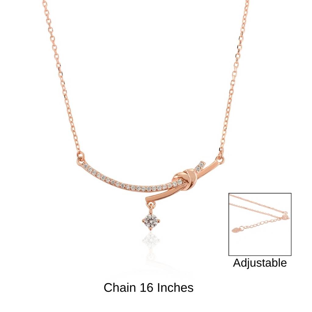 925 Silver Heart Bow Charm Necklace Symbolizing Love And Affection : MNM120