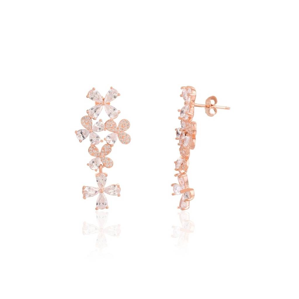 925 Silver Rose Gold Plated Cz Diamond Stud Earrings For Women : MNM12