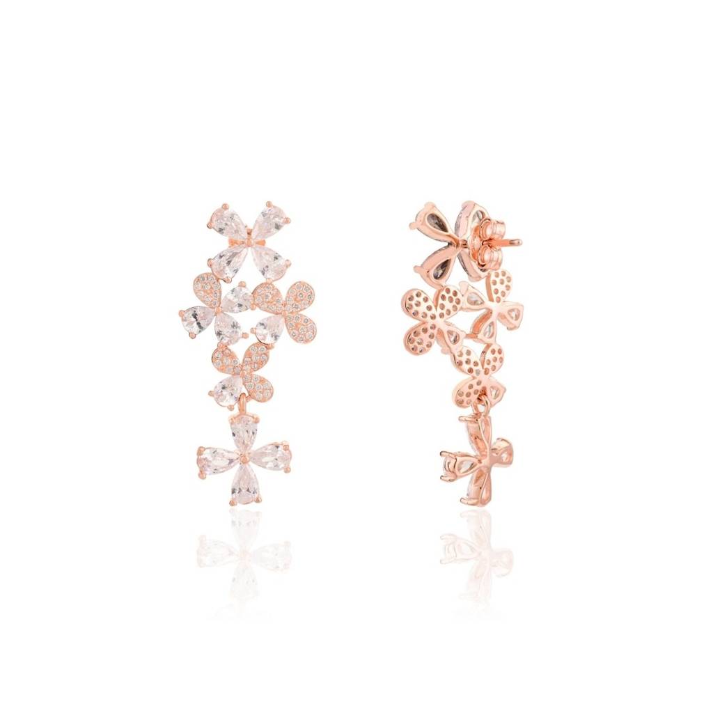 925 Silver Rose Gold Plated Cz Diamond Stud Earrings For Women : MNM12