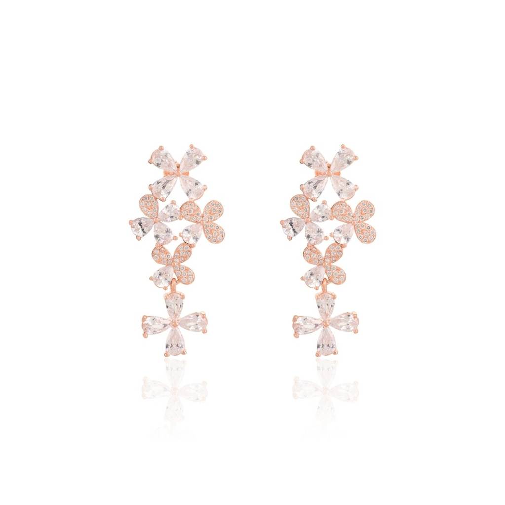925 Silver Rose Gold Plated Cz Diamond Stud Earrings For Women : MNM12