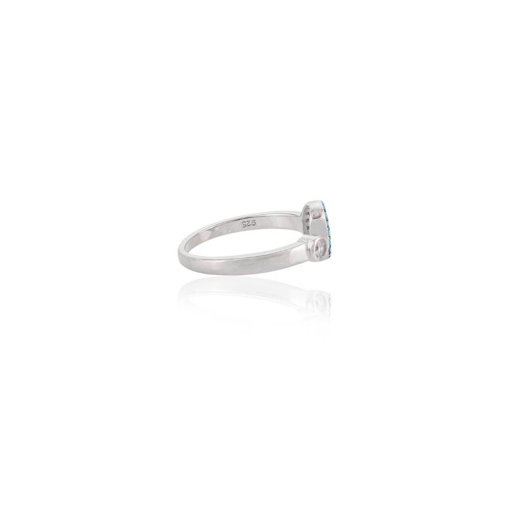 Evil Eye Open Adjustable Ring With Multicolor Cz Diamonds Accents - Spiritual Protection Silver Jewelry : MNM21