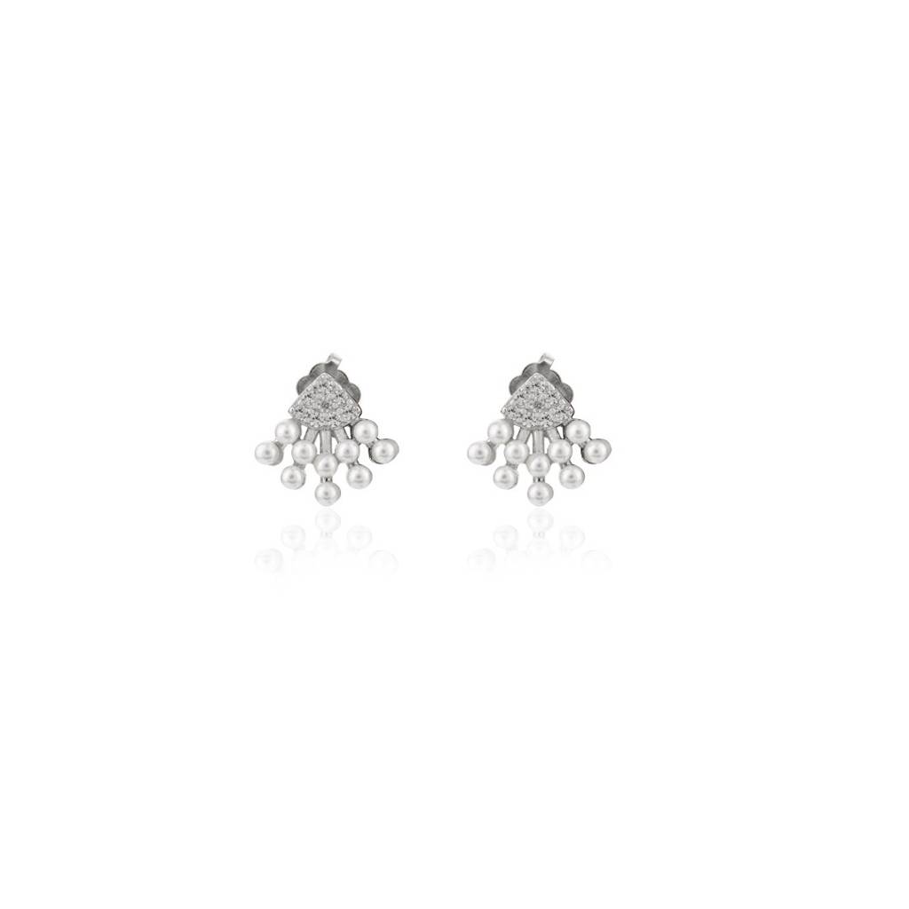 925 Silver Pearl Stud Earrings In Small Minimalist Design For Daily Wear Jewelry : MNM58
