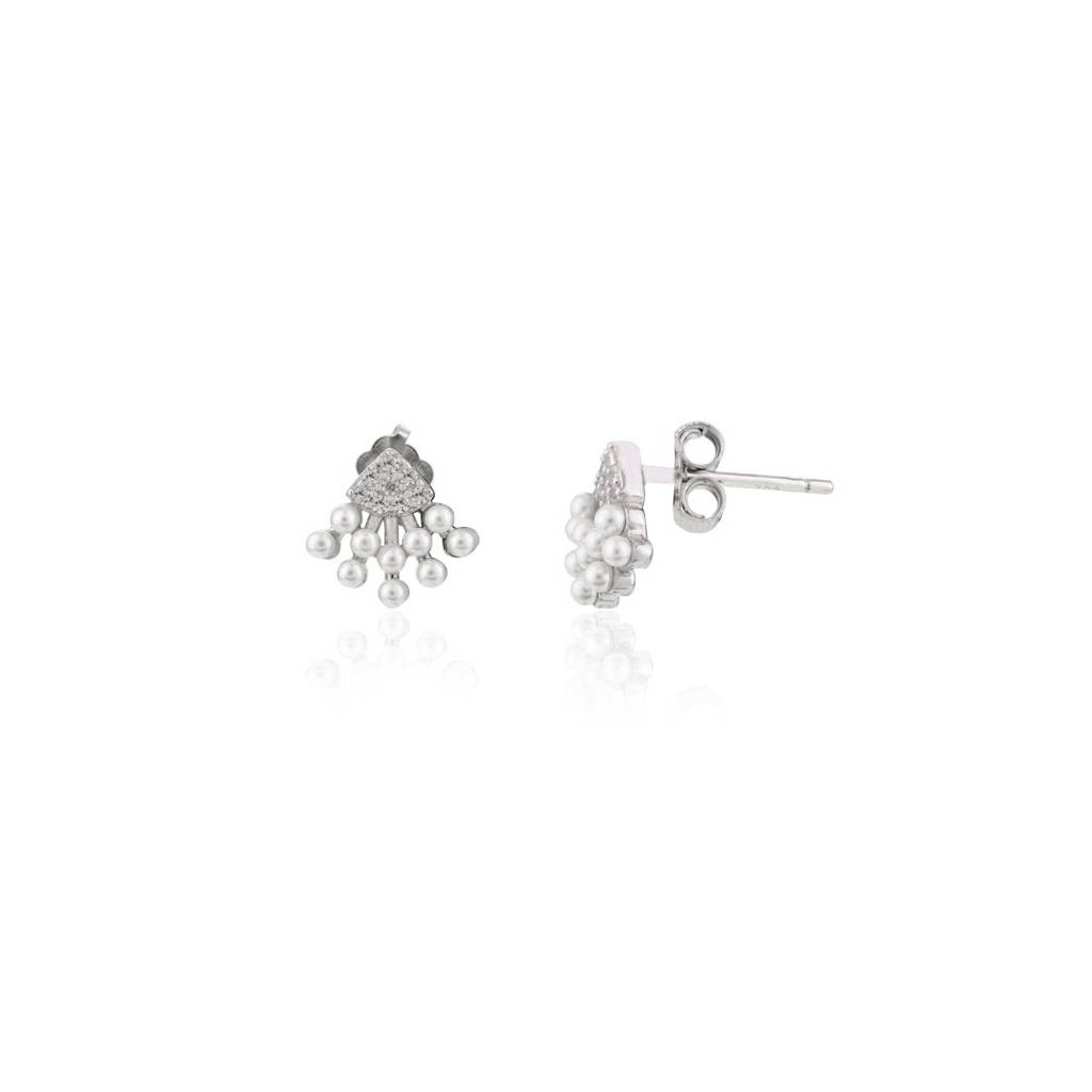 925 Silver Pearl Stud Earrings In Small Minimalist Design For Daily Wear Jewelry : MNM58