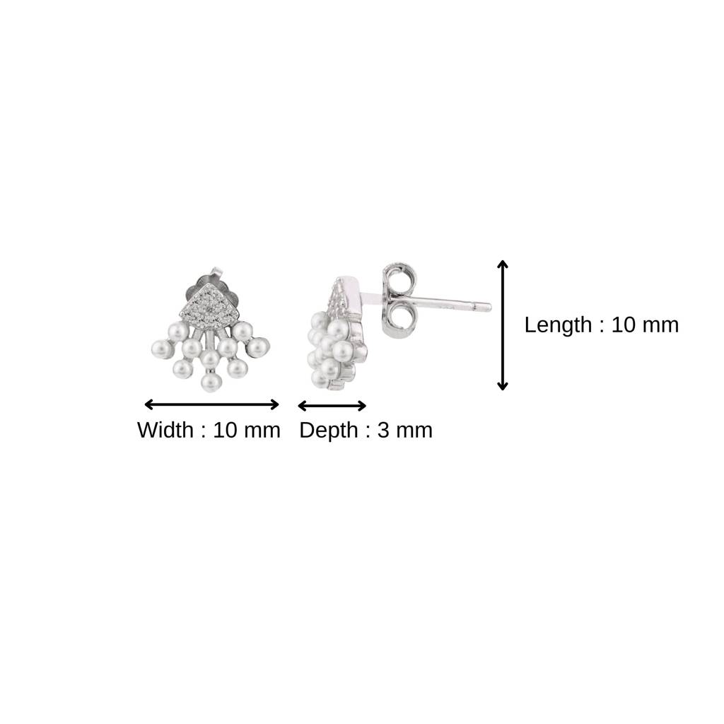 925 Silver Pearl Stud Earrings In Small Minimalist Design For Daily Wear Jewelry : MNM58