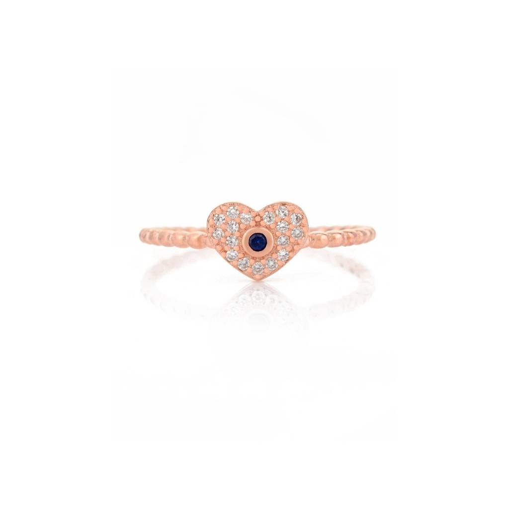 925 Silver Promise Band Ring With Heart Motif Romantic Gift For Her : MNM74