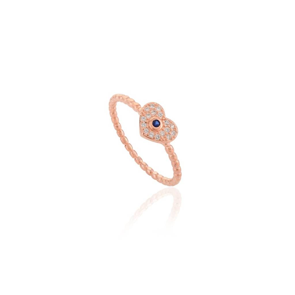 925 Silver Promise Band Ring With Heart Motif Romantic Gift For Her : MNM74