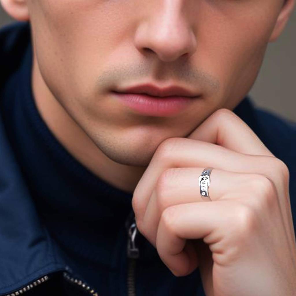 Silver Belt Style Promise Men'S Ring : ZLCPLR-1015-MW