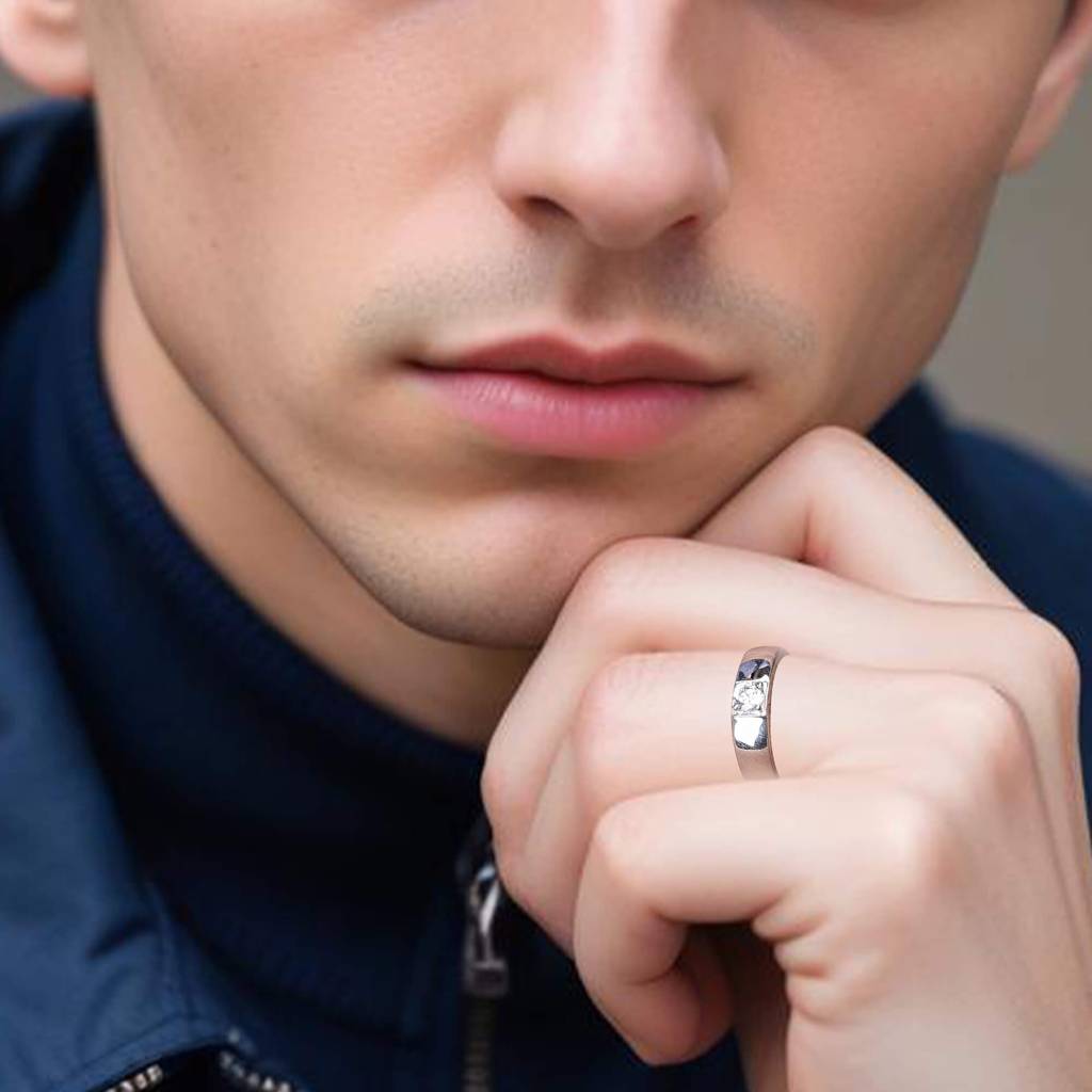 Silver Solitaire Classic Love Ring For Boys : ZLCPLR-1014-MW