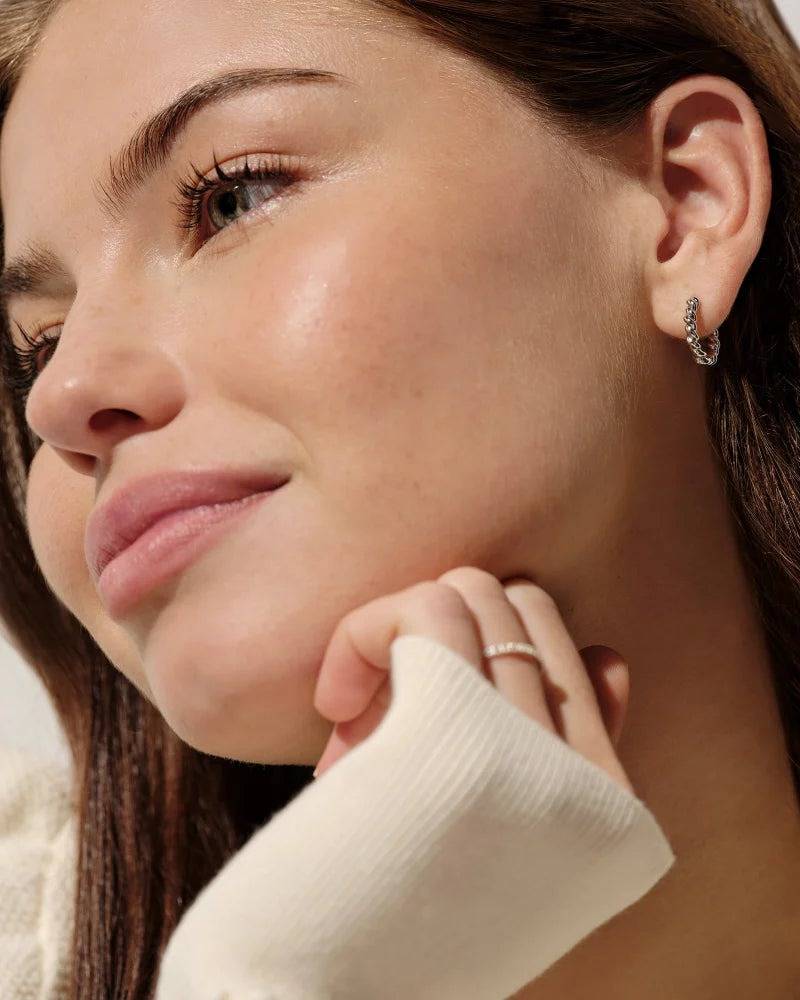 Blushé Heart Convertible Hoop Earrings : ER-HRT23-SL-PNK