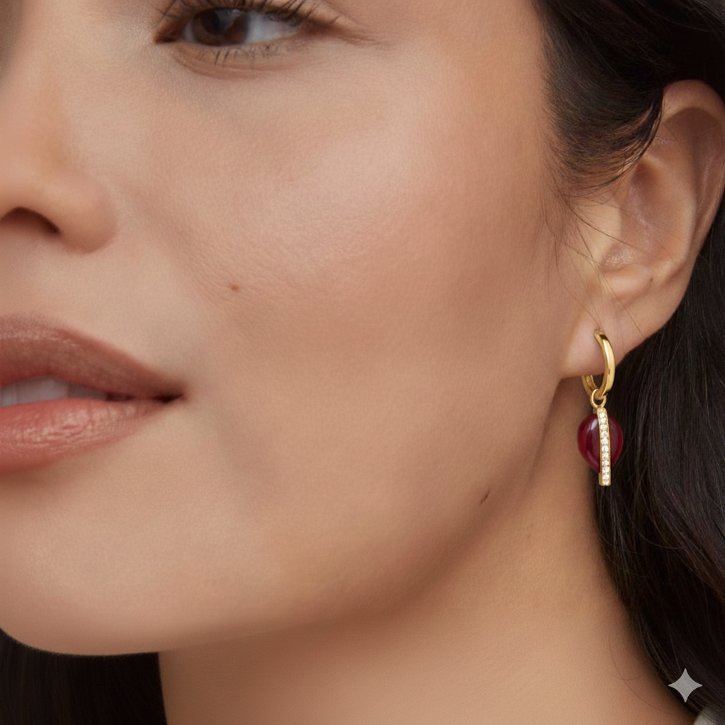 Hoops Today Drops Tomorrow Earrings : ER-HTDT27-YG-RED