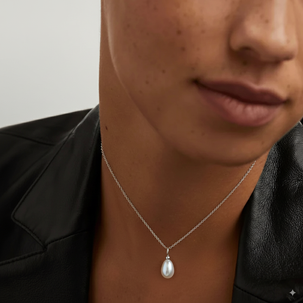 Pearl Drop Detachable Pendant : PD-PRL04-SL-WHT