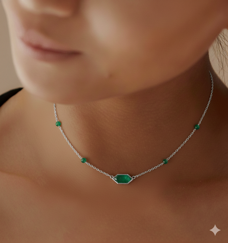 Green Mirage Pendant Necklace : NK-GM09-SL-GRN