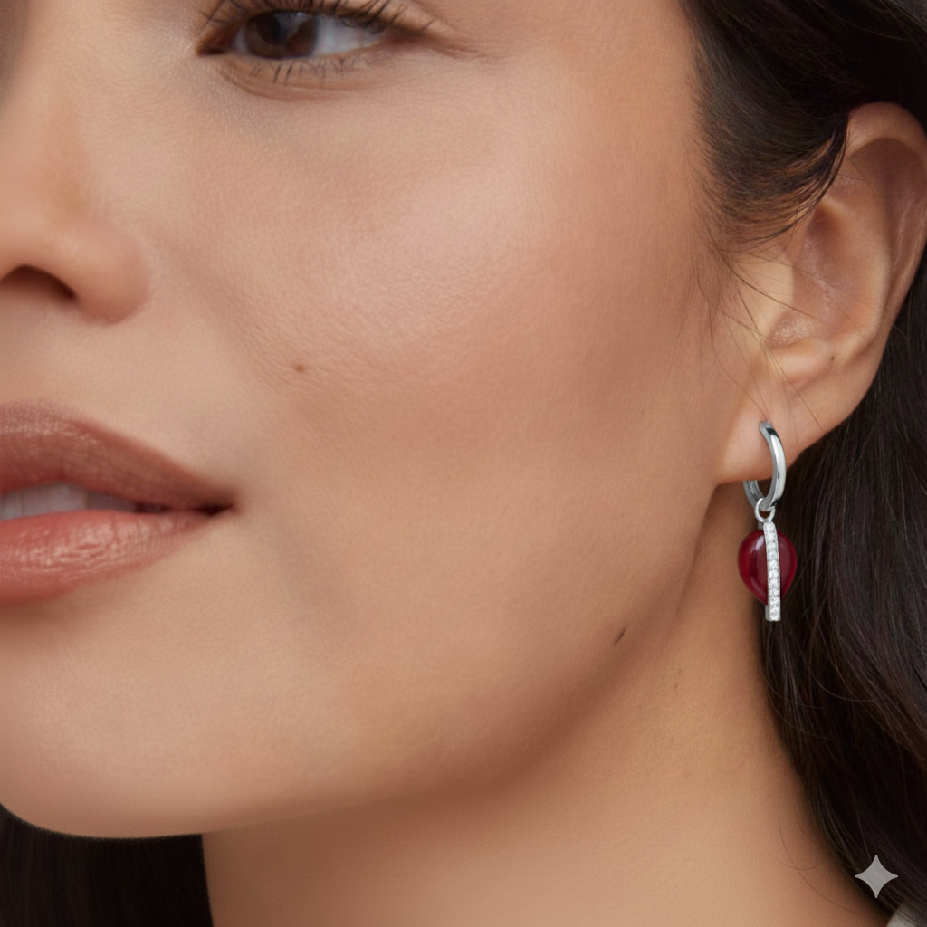 Hoops Today Drops Tomorrow Earrings : ER-HTDT27-SL-RED