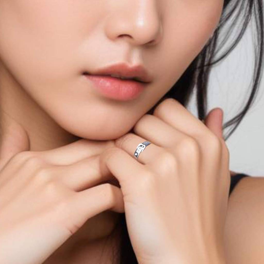 Silver Belt Style Promise Ring : ZLCPLR-1015-WW