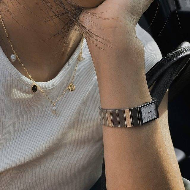 Baroque Pearl Station Chain Necklace : NK-BP14-YG-WHT