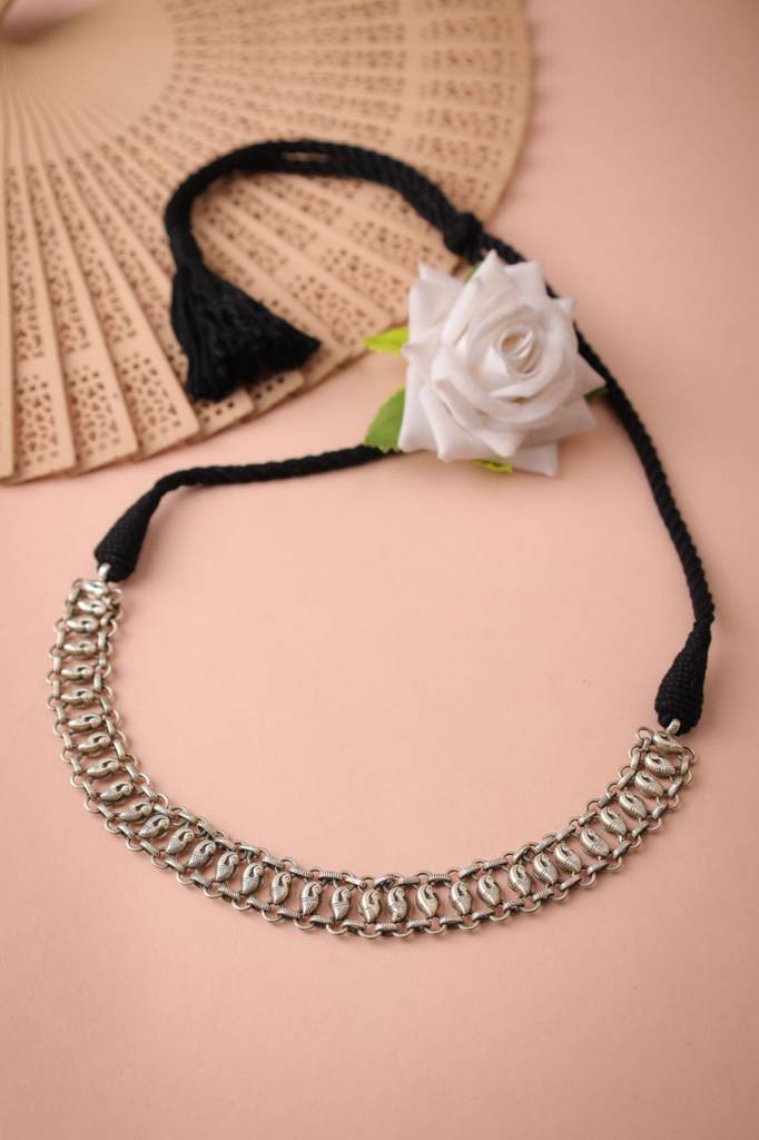 925 Sterling Silver Moh Intricate Peacock Choker : SE203359-B