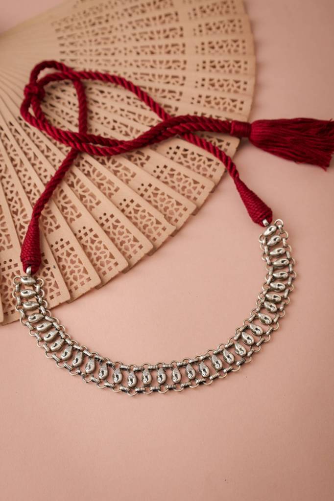 926 Sterling Silver Moh Intricate Peacock Choker : SE203359-M