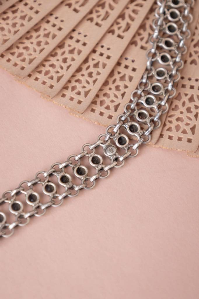 925 Sterling Silver Moh Intricate Peacock Choker : SE203359-B
