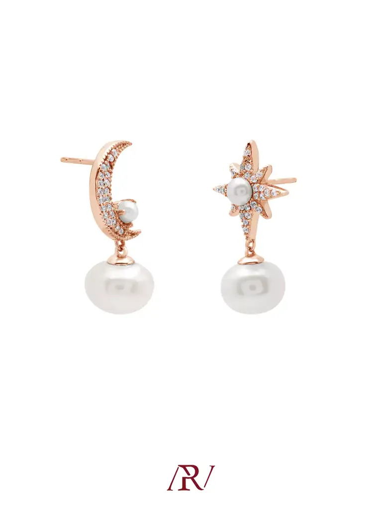 Moon Star Pearl Earrings : ARV-ER-041