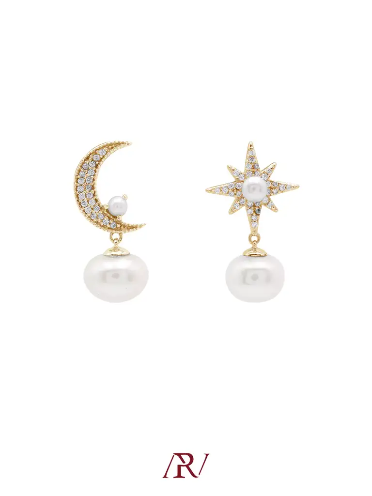 Moon Star Pearl Earrings : ARV-ER-041