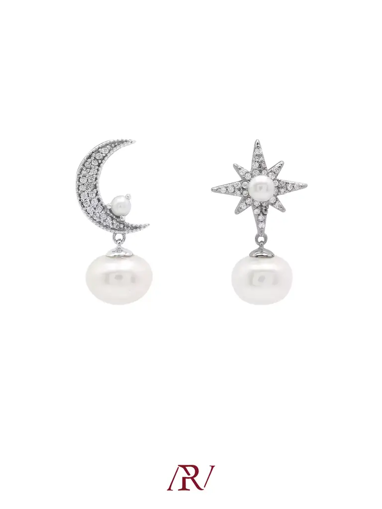 Moon Star Pearl Earrings : ARV-ER-041