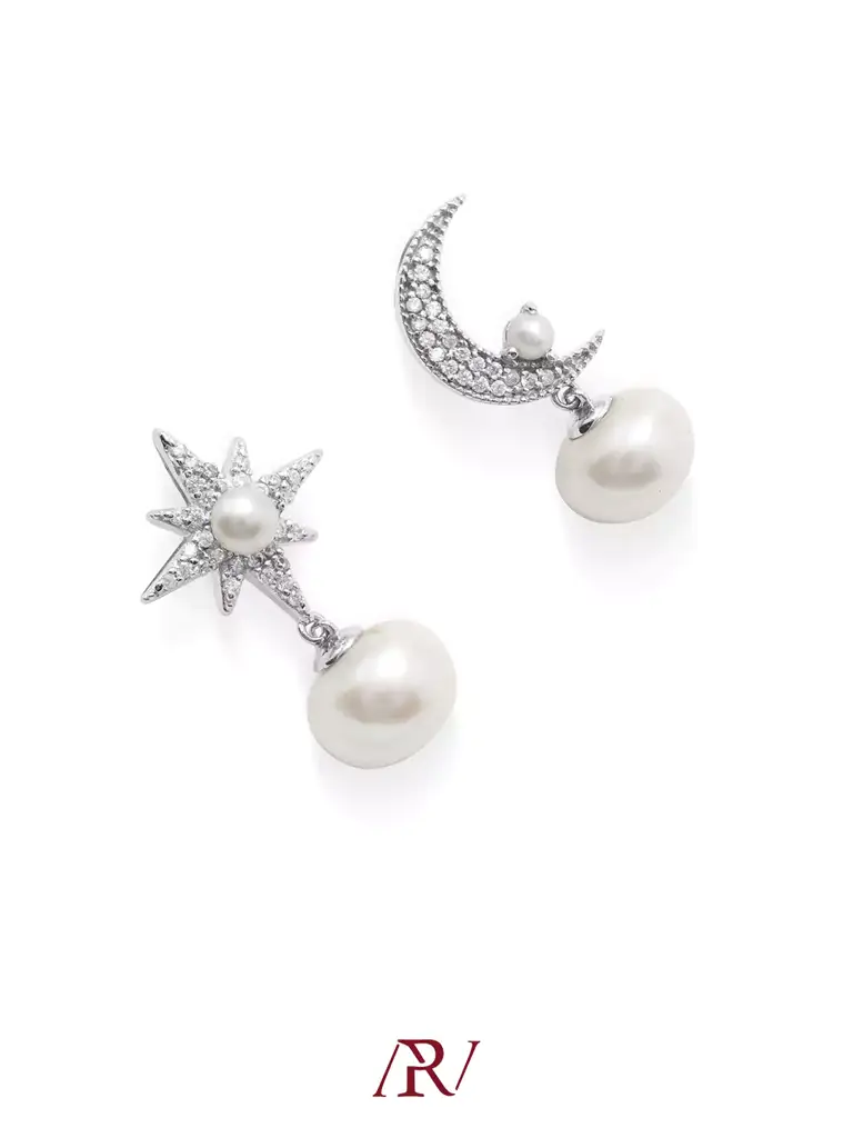 Moon Star Pearl Earrings : ARV-ER-041