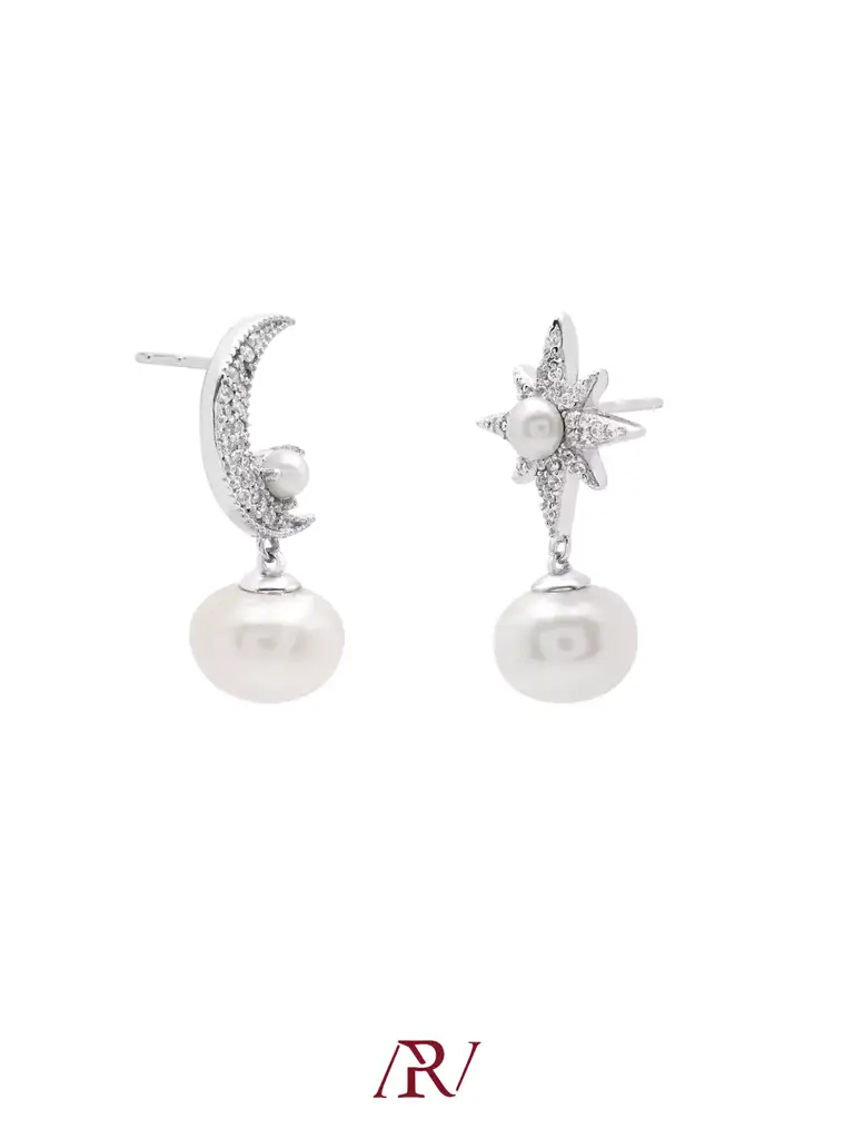 Moon Star Pearl Earrings : ARV-ER-041