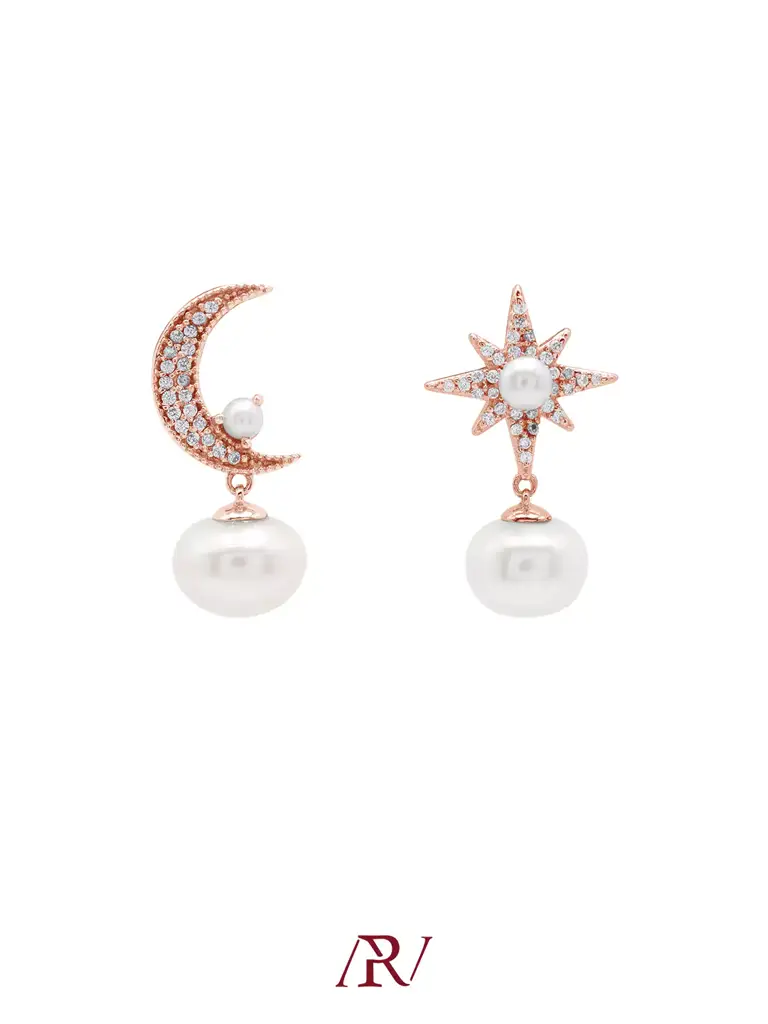 Moon Star Pearl Earrings : ARV-ER-041