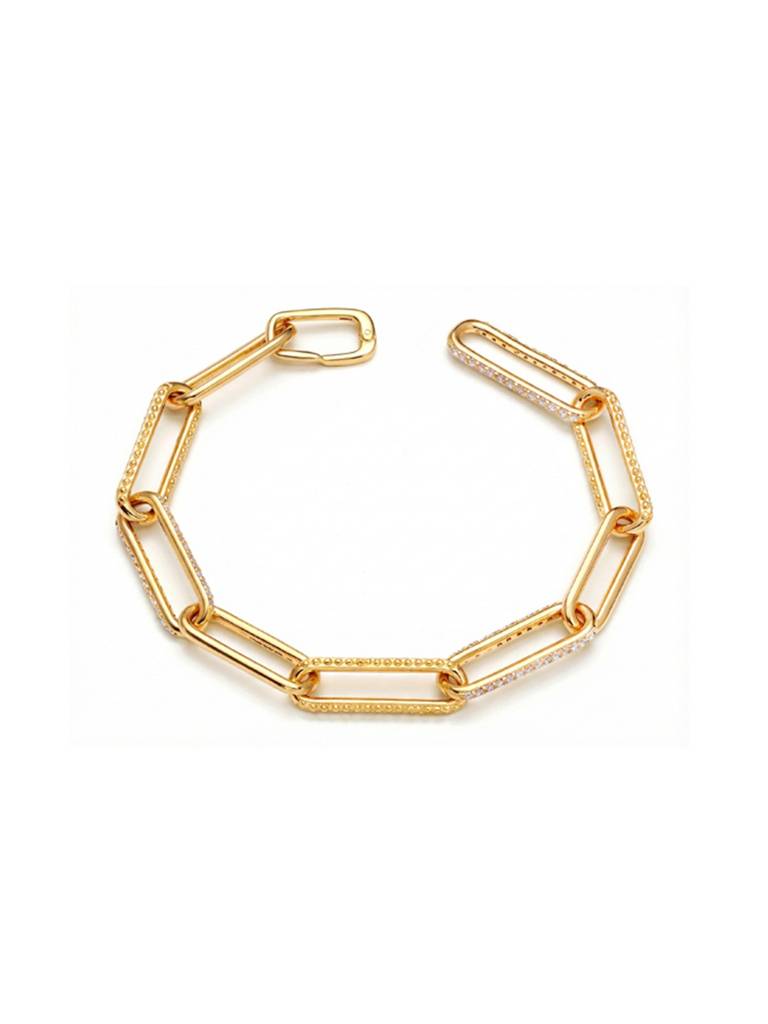Liora Gold Paperclip Cz Bracelet : MSB1087077HIA18QMG