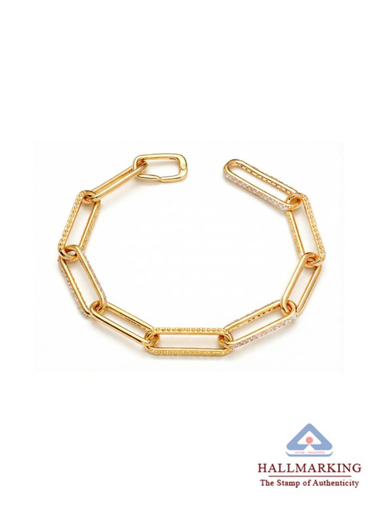 Liora Gold Paperclip Cz Bracelet : MSB1087077HIA18QMG