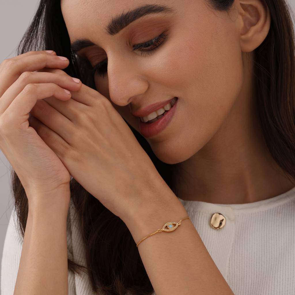 Seren Graceful Evil Eye Slider Bracelet For Women : MSBRM247329A182T