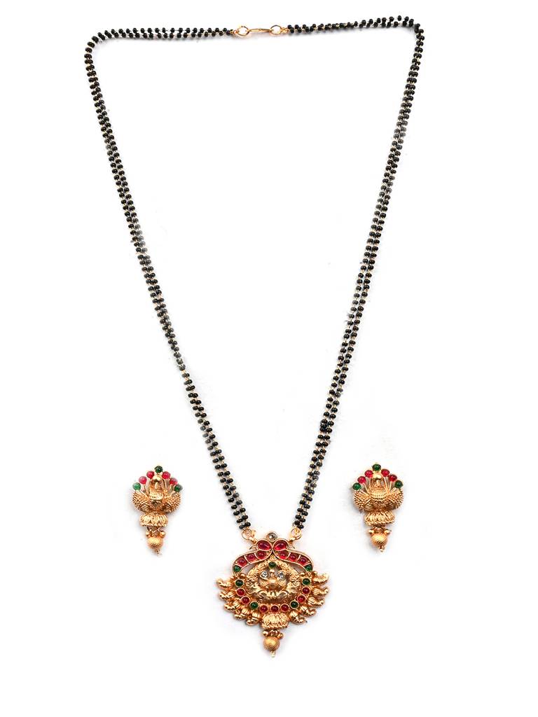 Luxurious Rajwadi Gold Plated Mangalsutra Set With Adjustable Polki Ring -Msrc01 : MSRC01