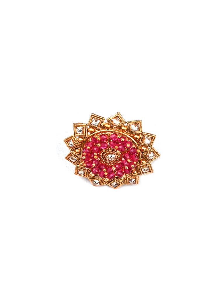Luxurious Rajwadi Gold Plated Mangalsutra Set With Adjustable Polki Ring -Msrc01 : MSRC01