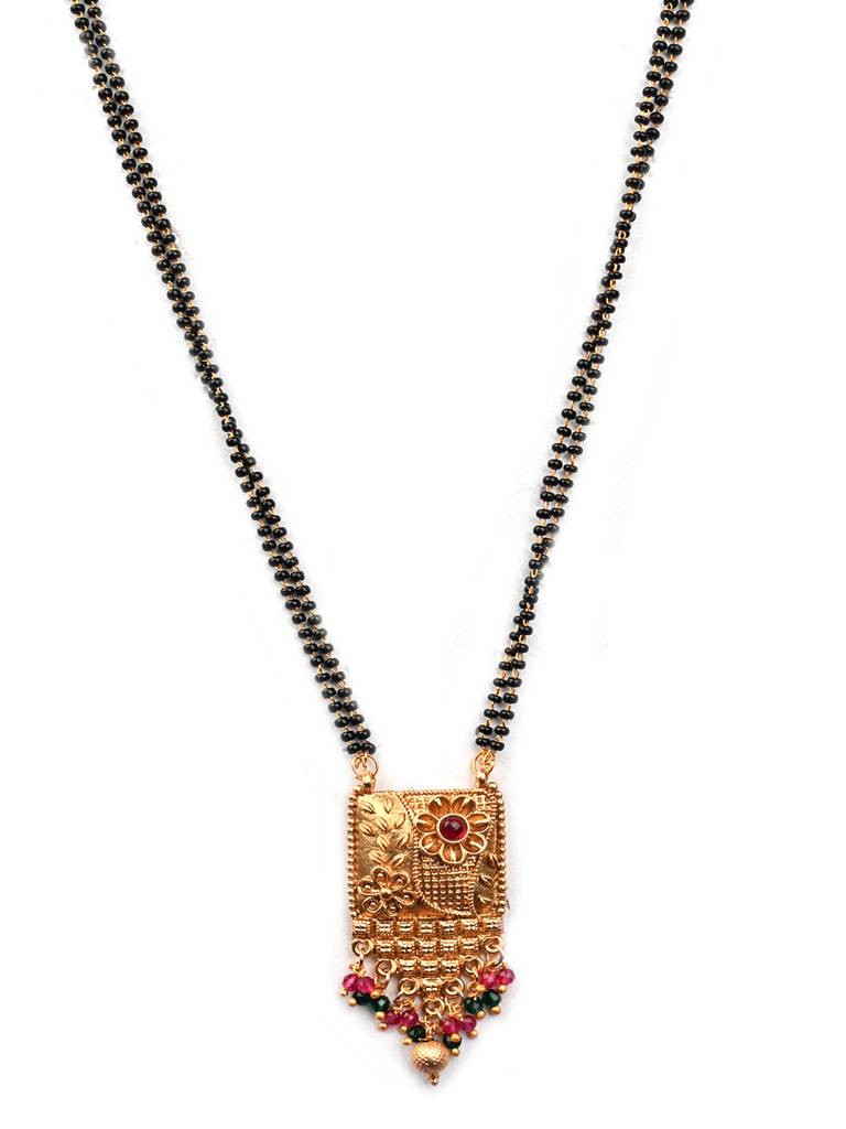 Luxurious Rajwadi Gold Plated Mangalsutra Set With Adjustable Polki Ring -Msrc02 : MSRC02