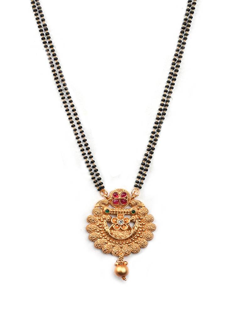 Luxurious Rajwadi Gold Plated Mangalsutra Set With Adjustable Polki Ring -Msrc03 : MSRC03