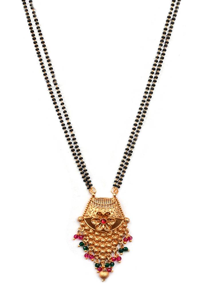 Luxurious Rajwadi Gold Plated Mangalsutra Set With Adjustable Polki Ring -Msrc04 : MSRC04