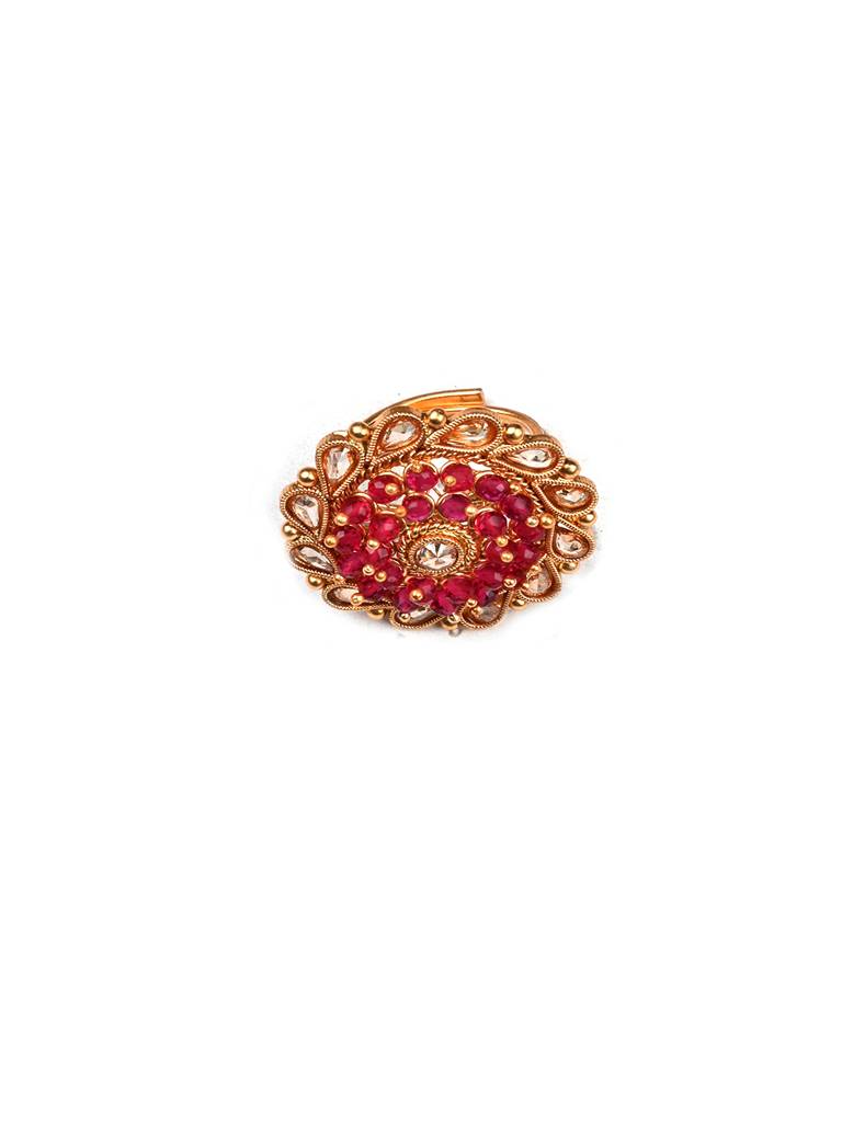 Luxurious Rajwadi Gold Plated Mangalsutra Set With Adjustable Polki Ring -Msrc04 : MSRC04