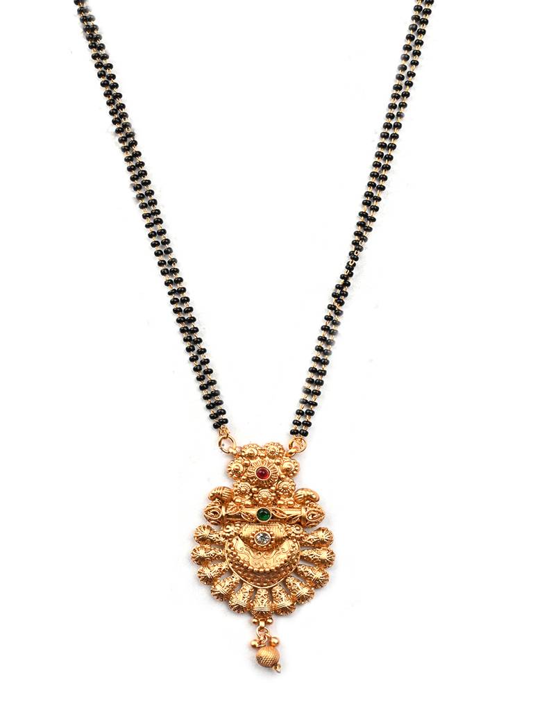 Luxurious Rajwadi Gold Plated Mangalsutra Set With Adjustable Polki Ring -Msrc05 : MSRC05