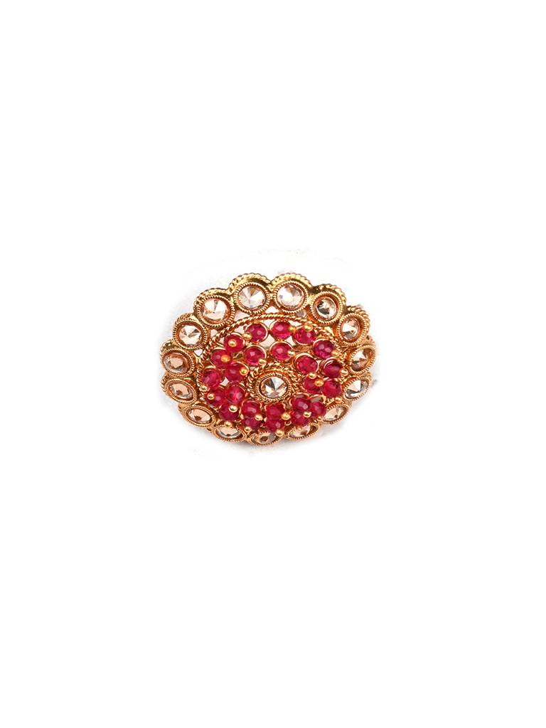 Luxurious Rajwadi Gold Plated Mangalsutra Set With Adjustable Polki Ring -Msrc05 : MSRC05
