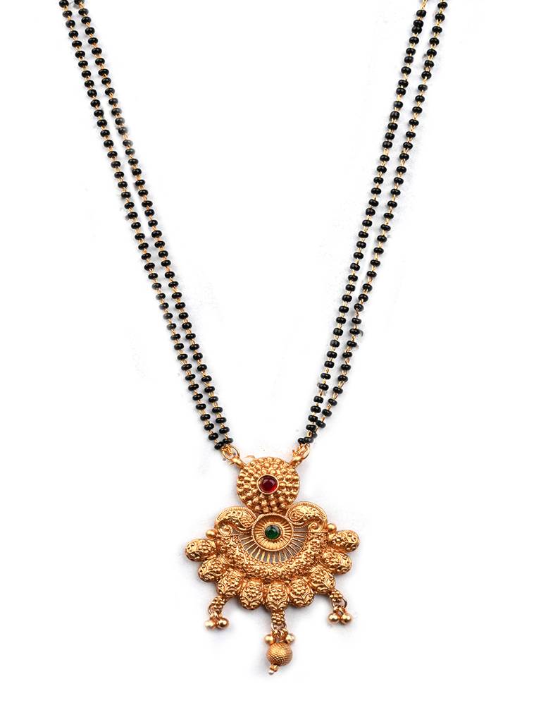 Luxurious Rajwadi Gold Plated Mangalsutra Set With Adjustable Polki Ring -Msrc09 : MSRC09