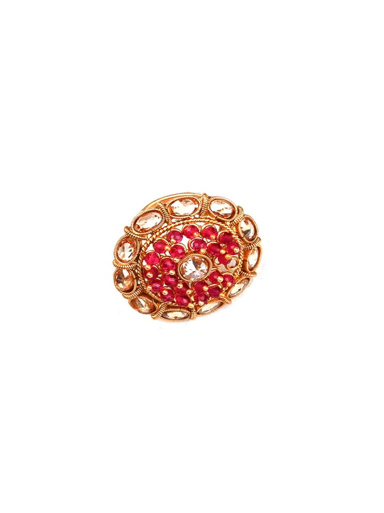 Luxurious Rajwadi Gold Plated Mangalsutra Set With Adjustable Polki Ring -Msrc09 : MSRC09