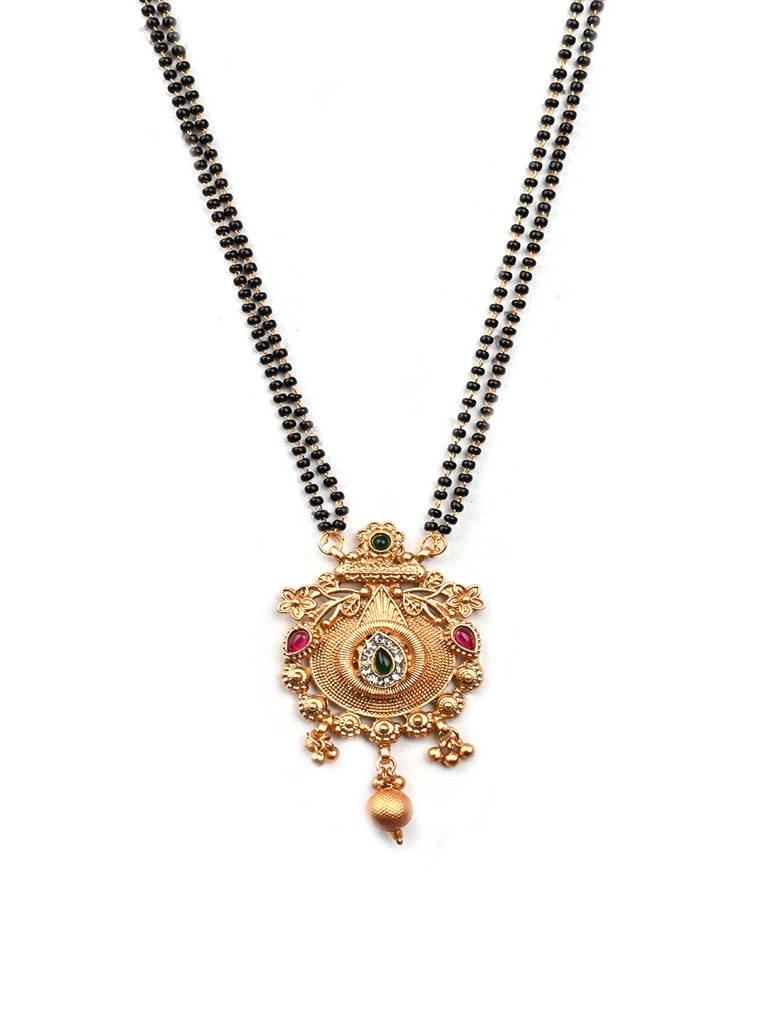 Luxurious Rajwadi Gold Plated Mangalsutra Set With Adjustable Polki Ring -Msrc10 : MSRC10