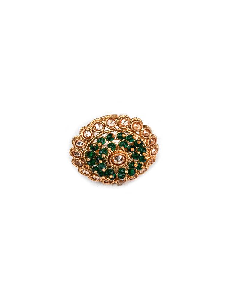 Luxurious Rajwadi Gold Plated Mangalsutra Set With Adjustable Polki Ring -Msrc11 : MSRC11
