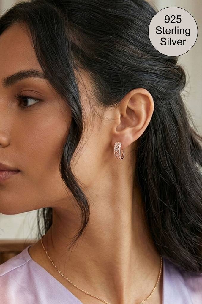 Lumière Rose Gold Plated Sterling Silver Hoop Earrings : MZREH985D2424