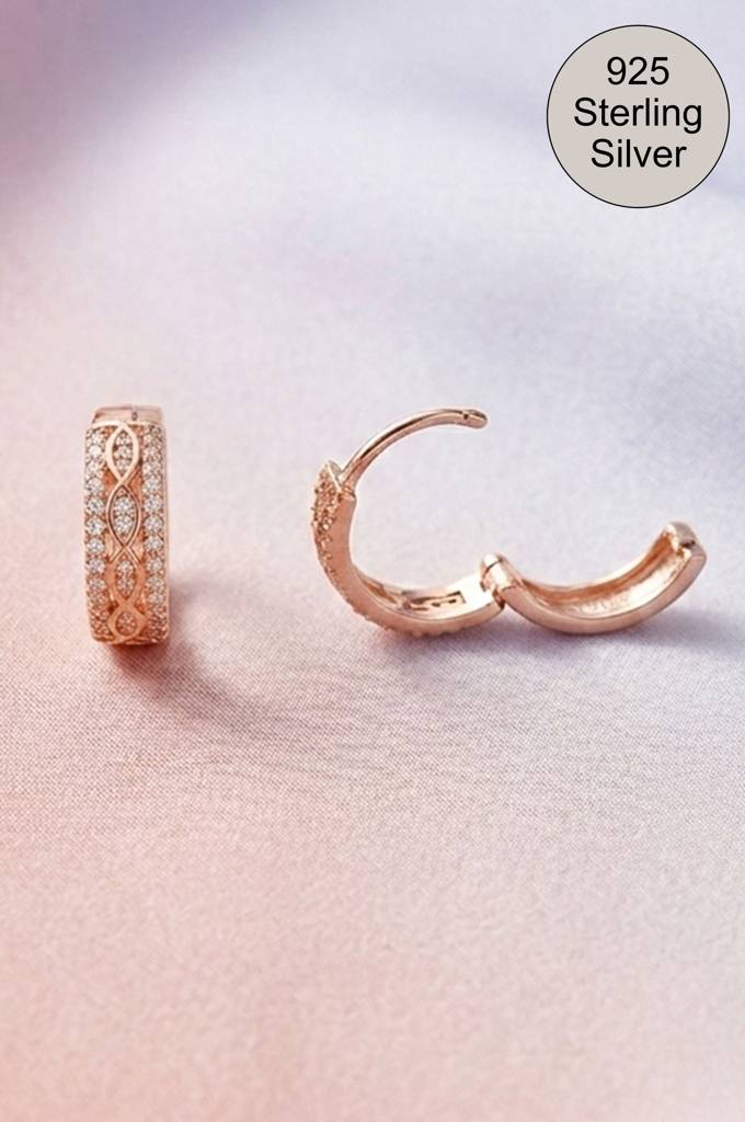 Lumière Rose Gold Plated Sterling Silver Hoop Earrings : MZREH985D2424