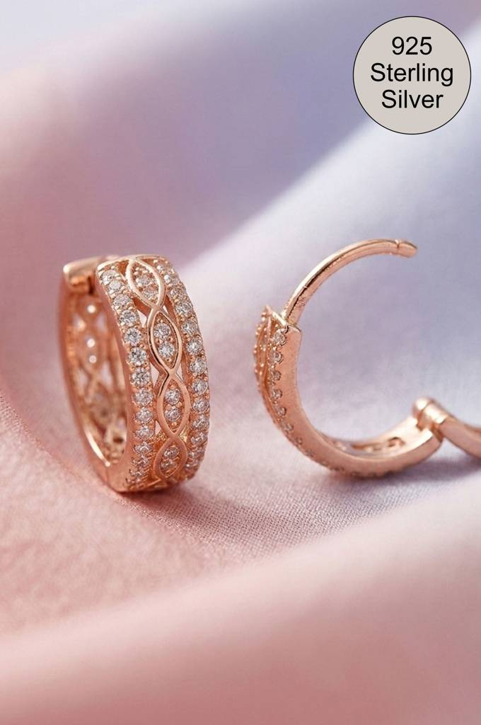 Lumière Rose Gold Plated Sterling Silver Hoop Earrings : MZREH985D2424