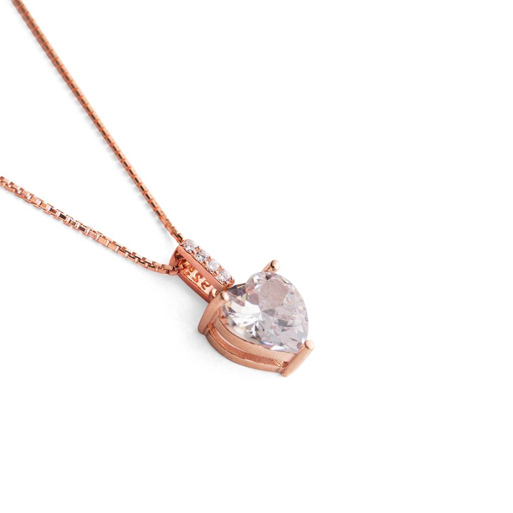 Mannash Lovable Heart Solitaire Rose Gold Plated Sterling Silver Pendant : MZRPC592D1410