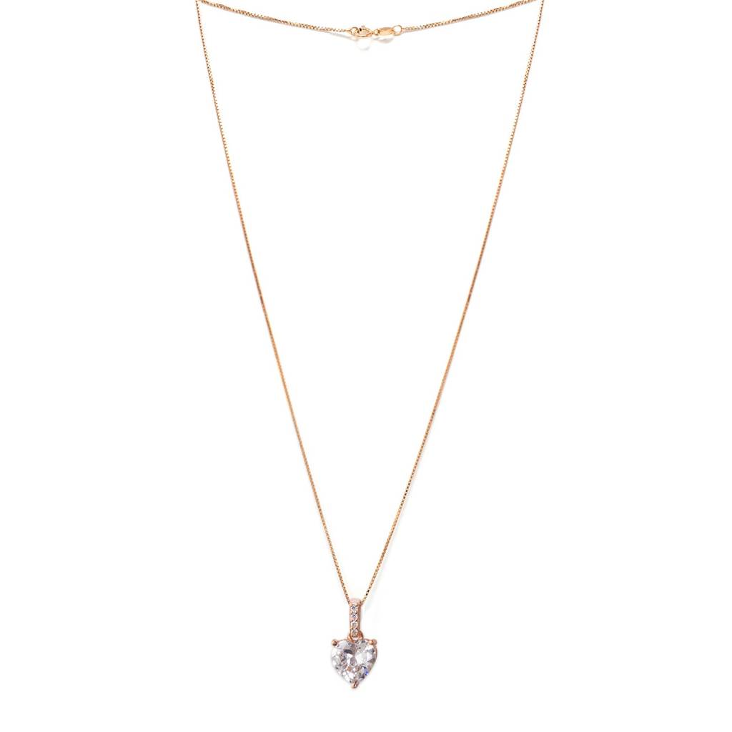 Mannash Lovable Heart Solitaire Rose Gold Plated Sterling Silver Pendant : MZRPC592D1410